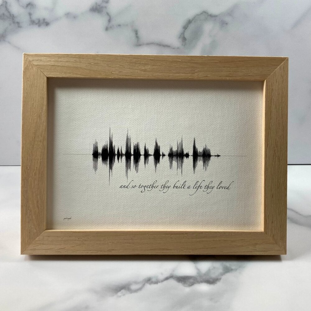 NEW And So Together Soundwave Framed Canvas 5x7in Black White Minimalist Rustic